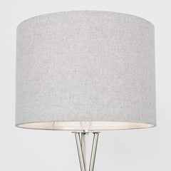 Grey Herringbone & Chrome Lamp