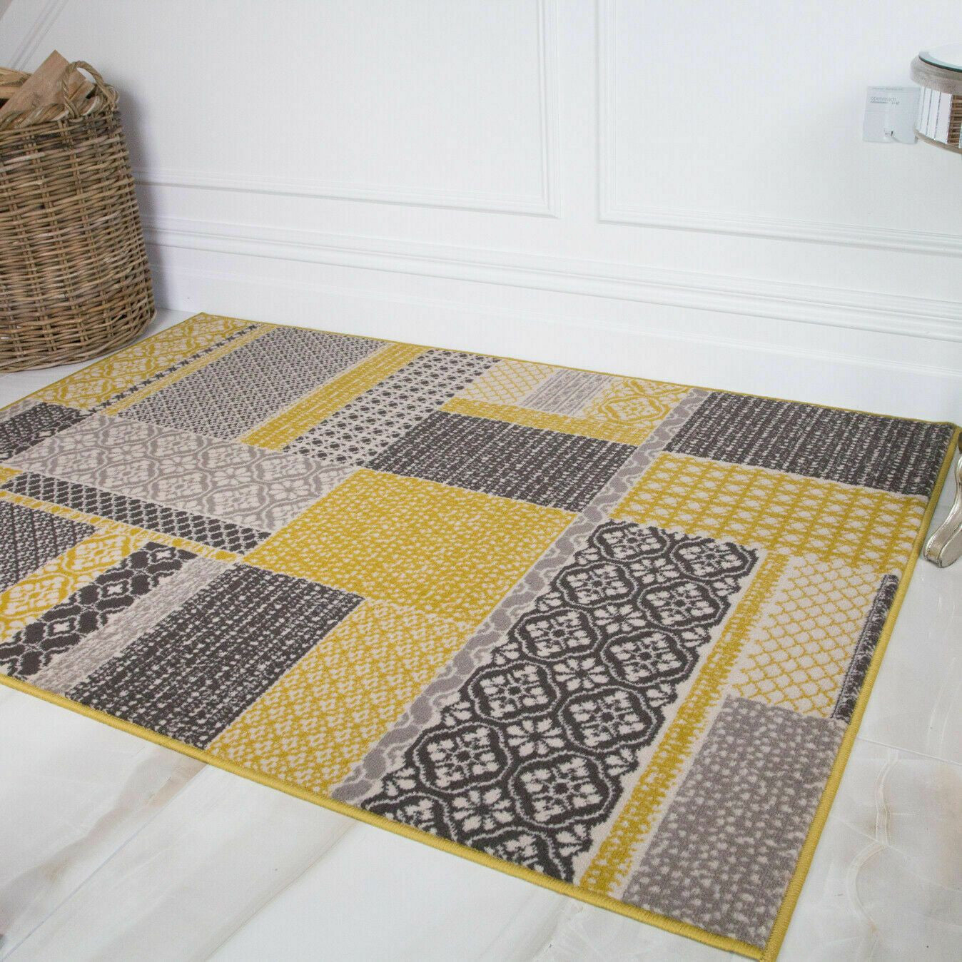 Yellow Patchwork Square Rug