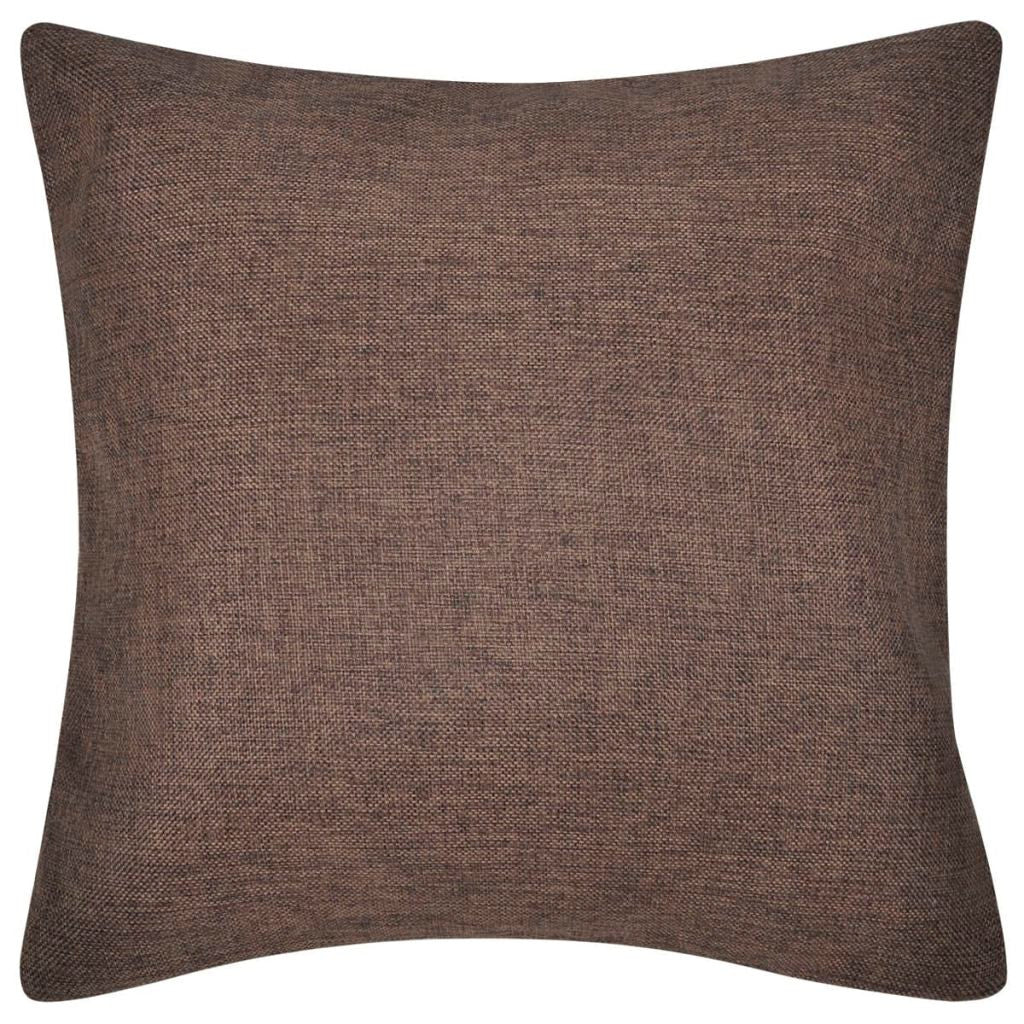 4 Brown Linen-look Cushion Covers 50 x 50 cm