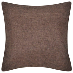 4 Brown Linen-look Cushion Covers 50 x 50 cm