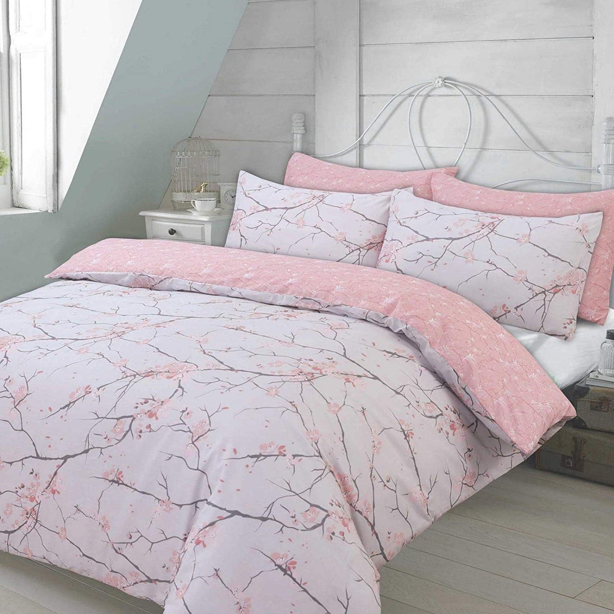 Pink Blossom Reversible Duvet Set