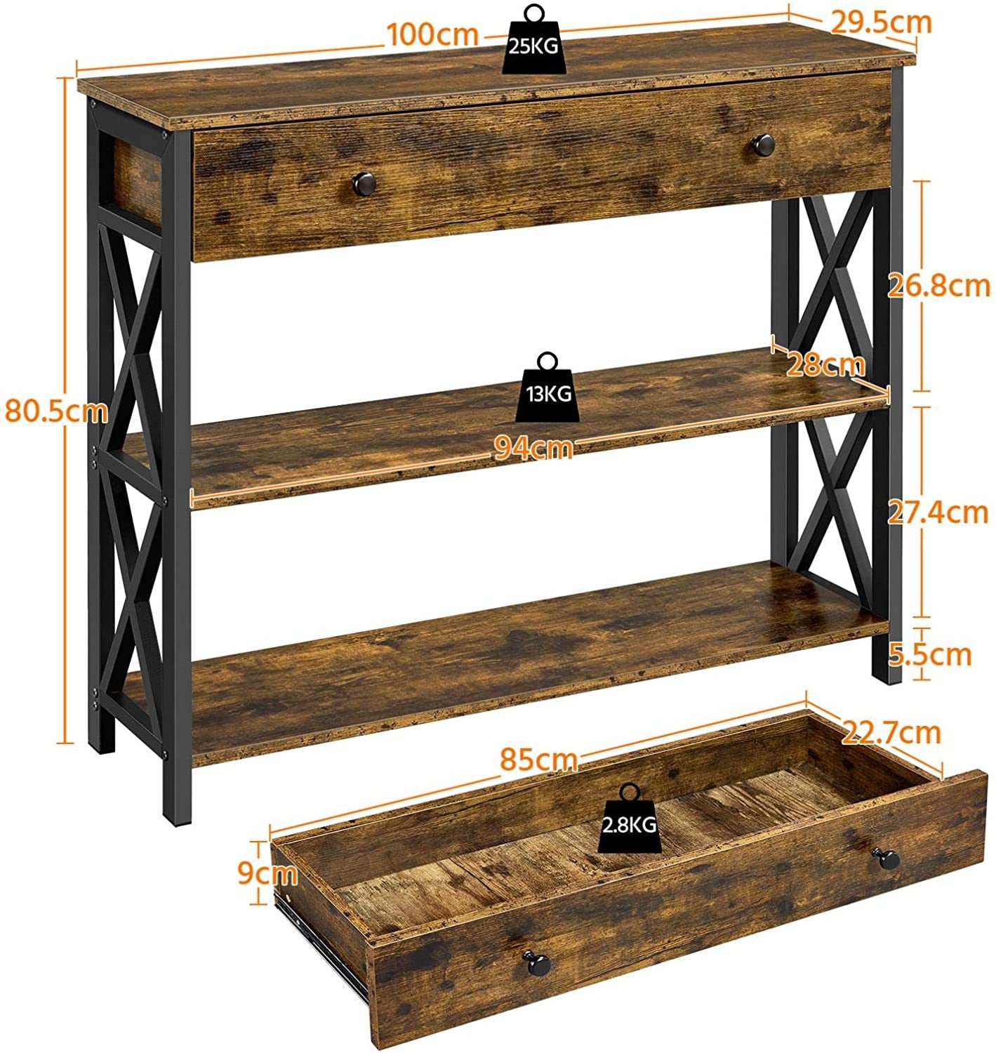 Industrial Oxford Console Table