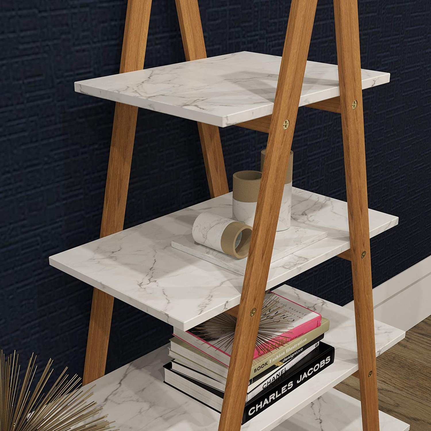 4 Tier Marcey Bamboo Ladder Shelving Unit