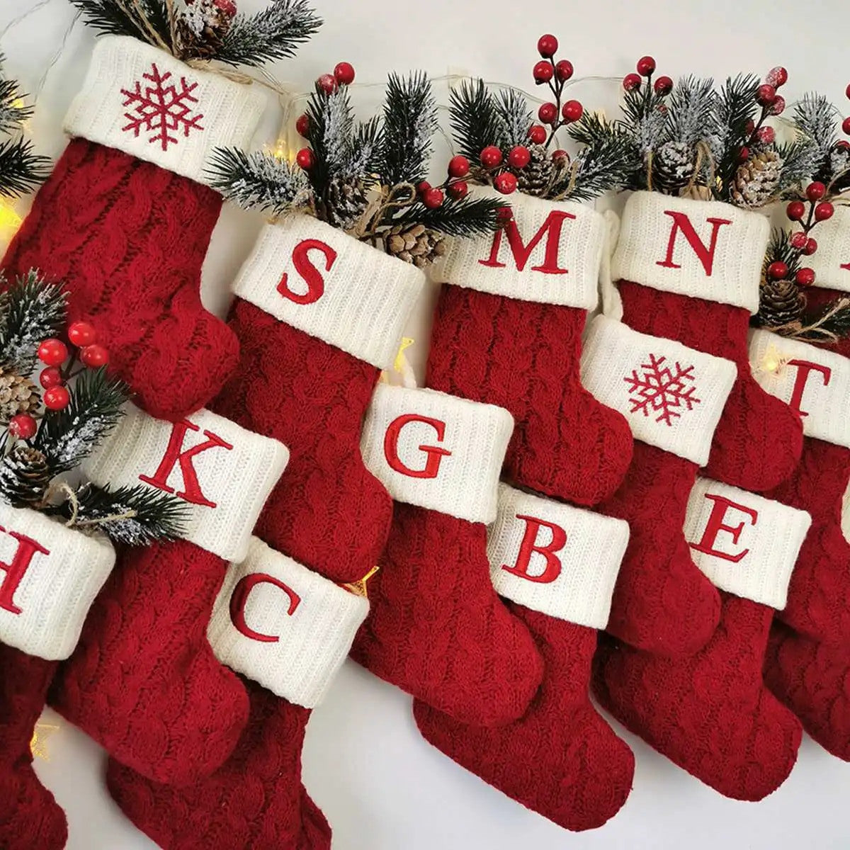 Personalised Letter Knitted Christmas Stockings