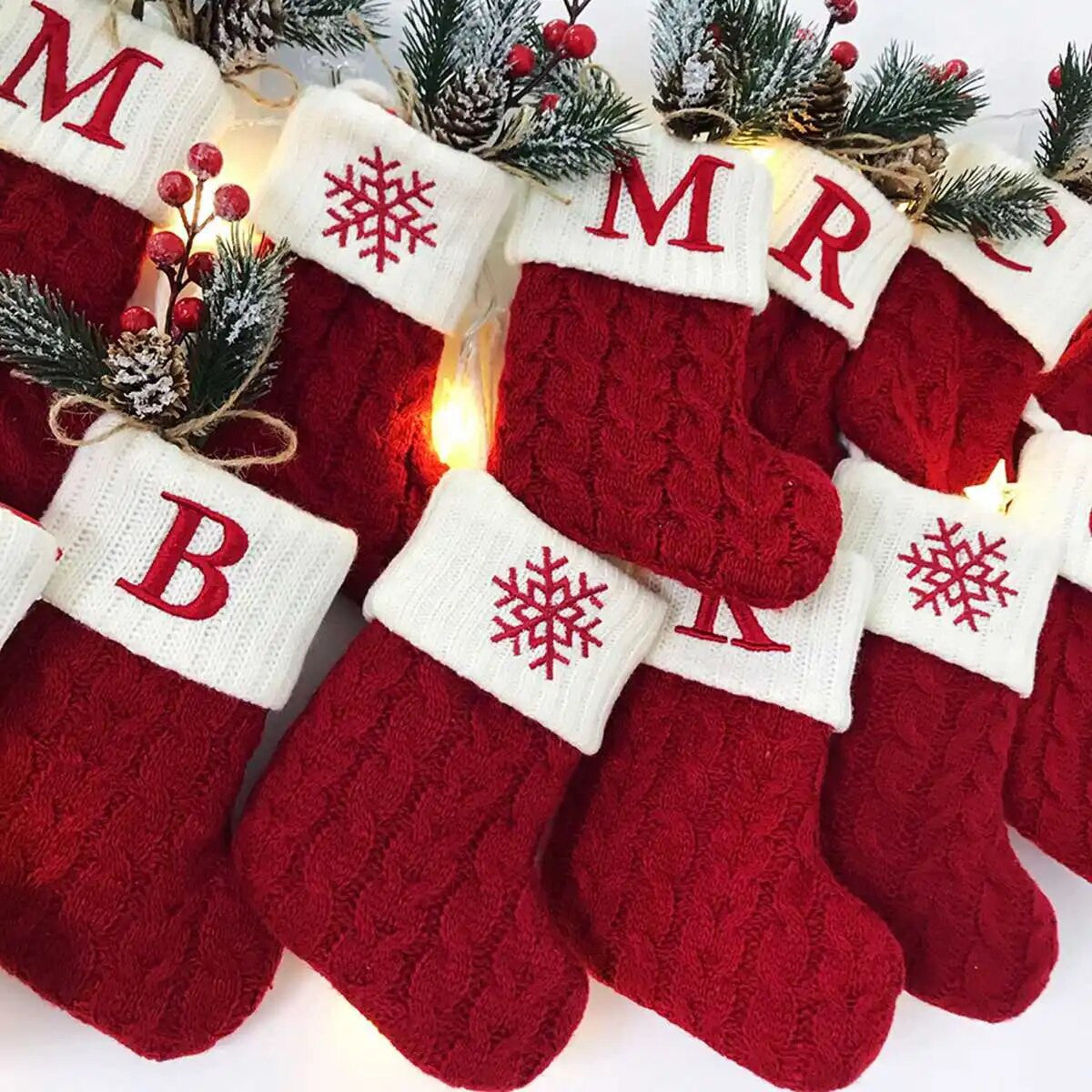 Personalised Letter Knitted Christmas Stockings