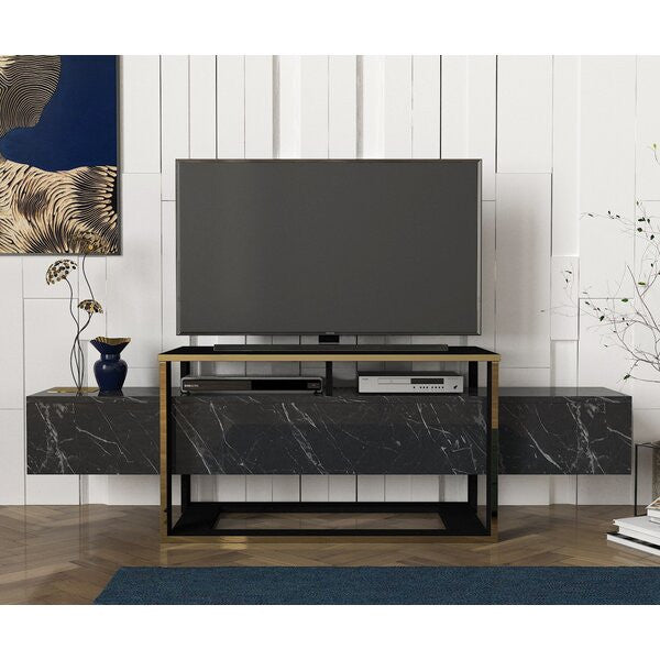 Gold & Black Marble TV Unit