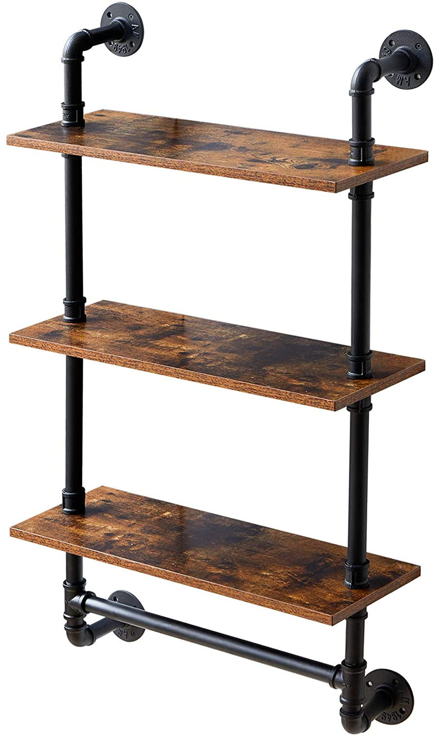 3-Tier Industrial Floating Shelves