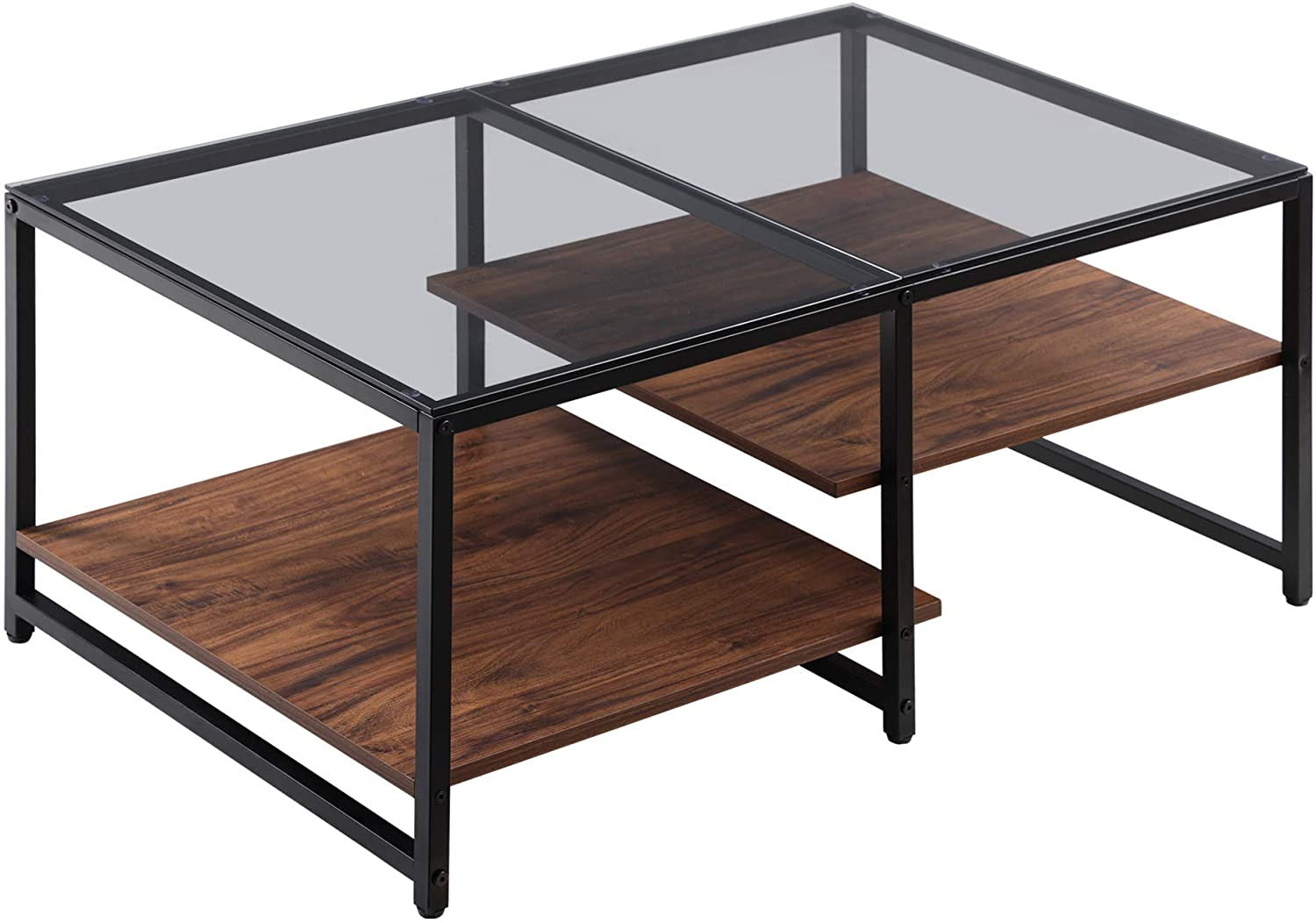 Coffee Table with Tempered Glass & Metal Frame