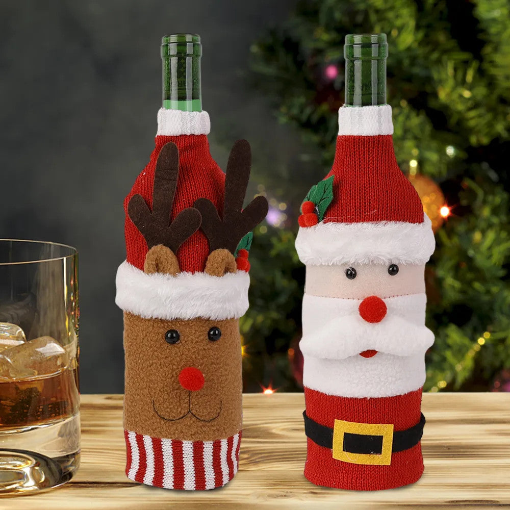 Knitted Christmas Wine Bottle Covers