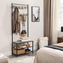 Greige Coat & Shoe Rack