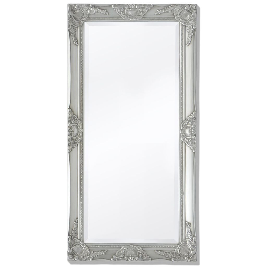 Silver Baroque Styled Wall Mirror - 100 x 50 cm