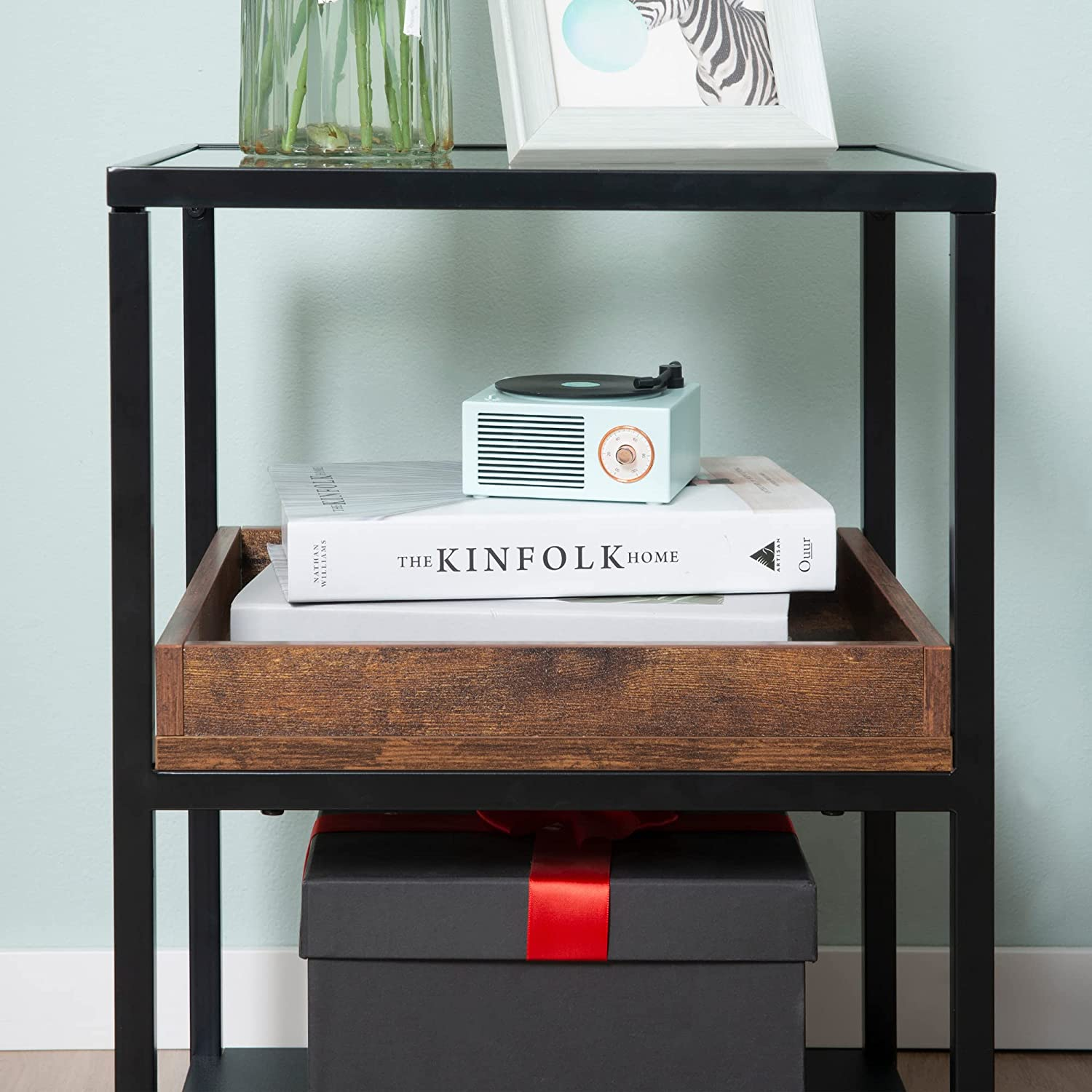 Rustic Glass Side Table