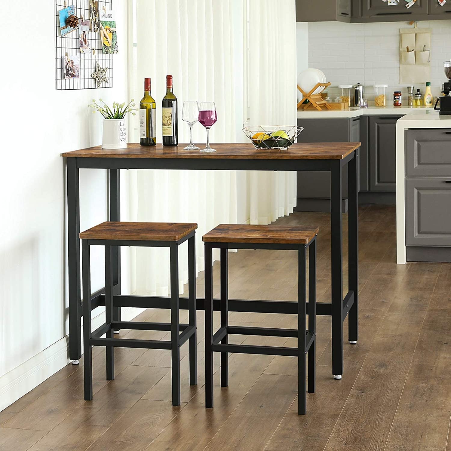 Rustic Bar Table with 2 Matching Bar Stools