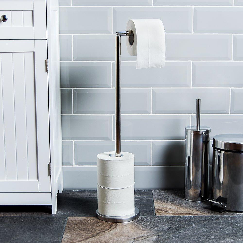 Freestanding Stainless Steel Toilet Paper Roll Holder