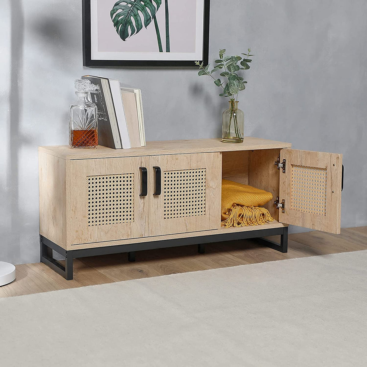 Industrial Rattan Style Storage Cabinet