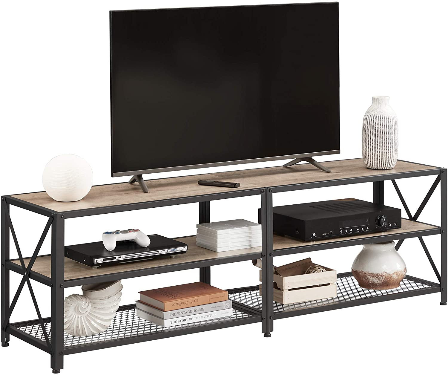 Greige and Black TV table