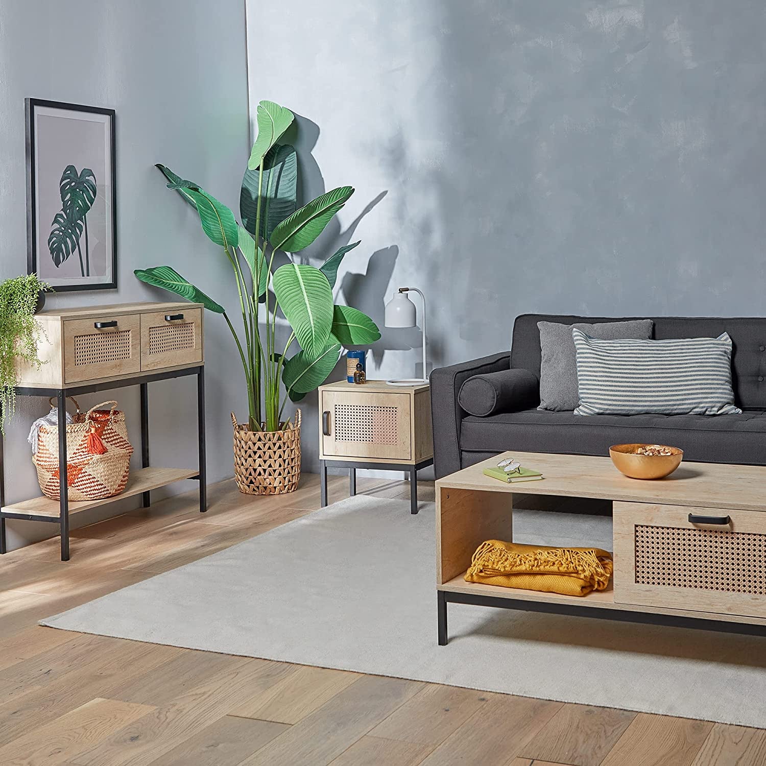 Industrial Rattan Style Coffee Table