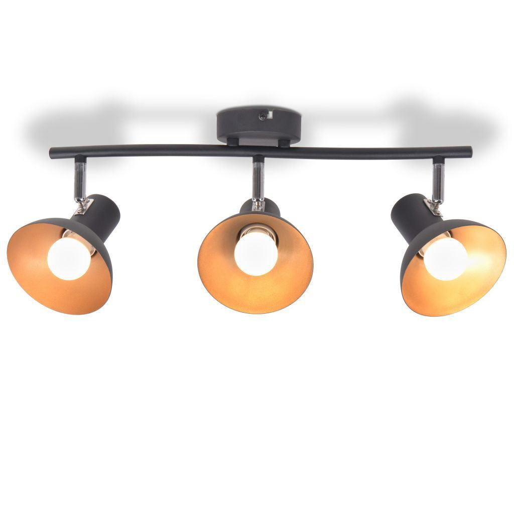 Black and Gold Ceiling Lamp - 3 Bulbs