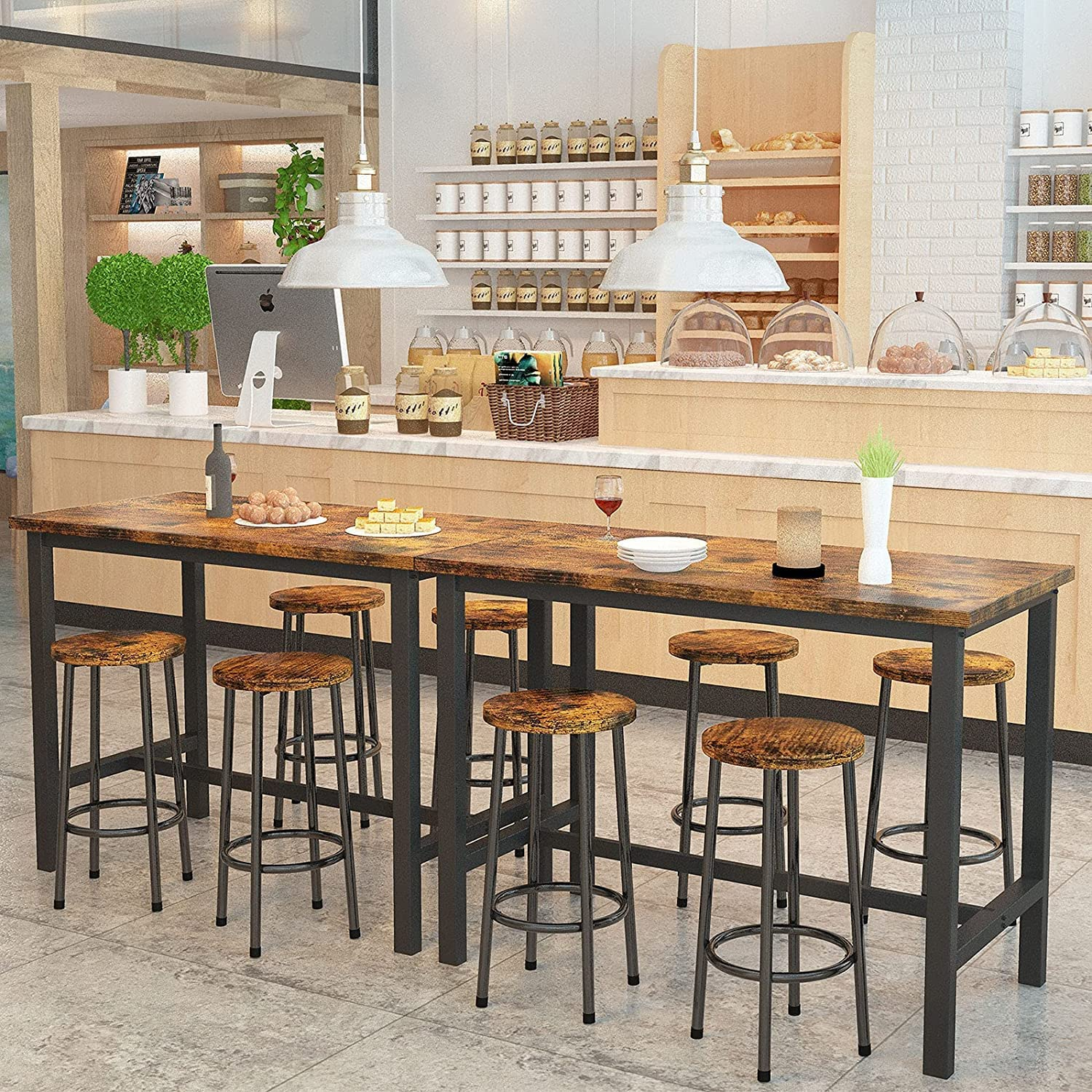 Copenhae Industrial Bar Table and Chairs Set