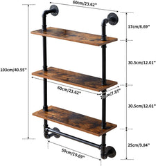 3-Tier Industrial Floating Shelves