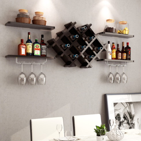 5pcs Wall Drinks Display & Wine Rack Set