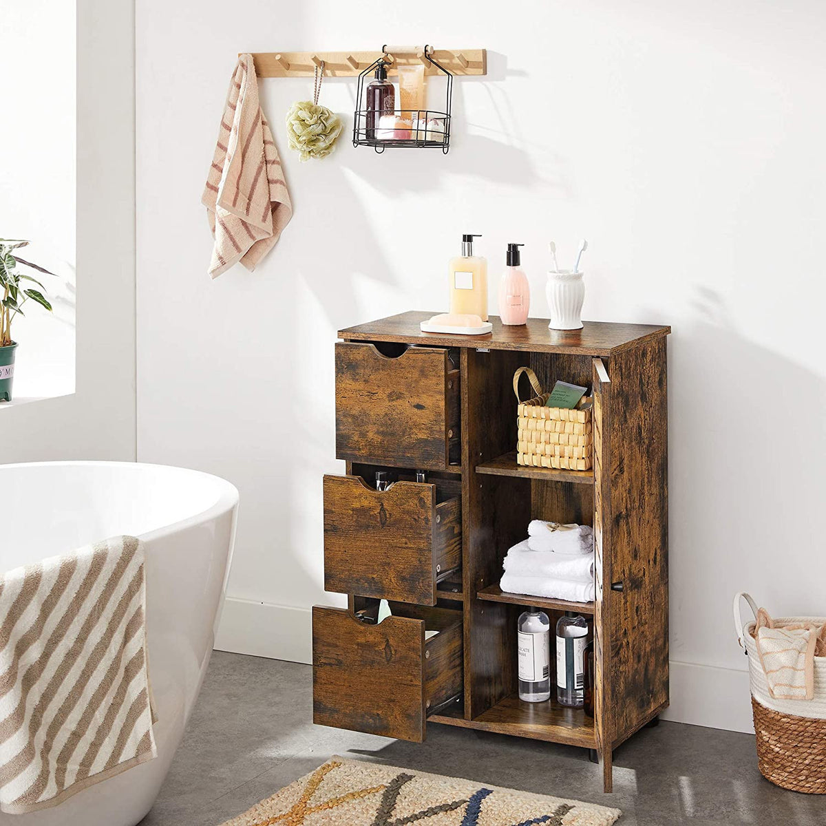 Rustic Bathroom Floor Cabinet