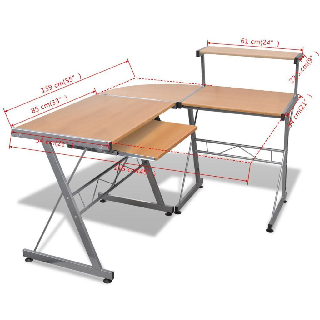 Brown Workstation With Pull Out Keyboard Tray