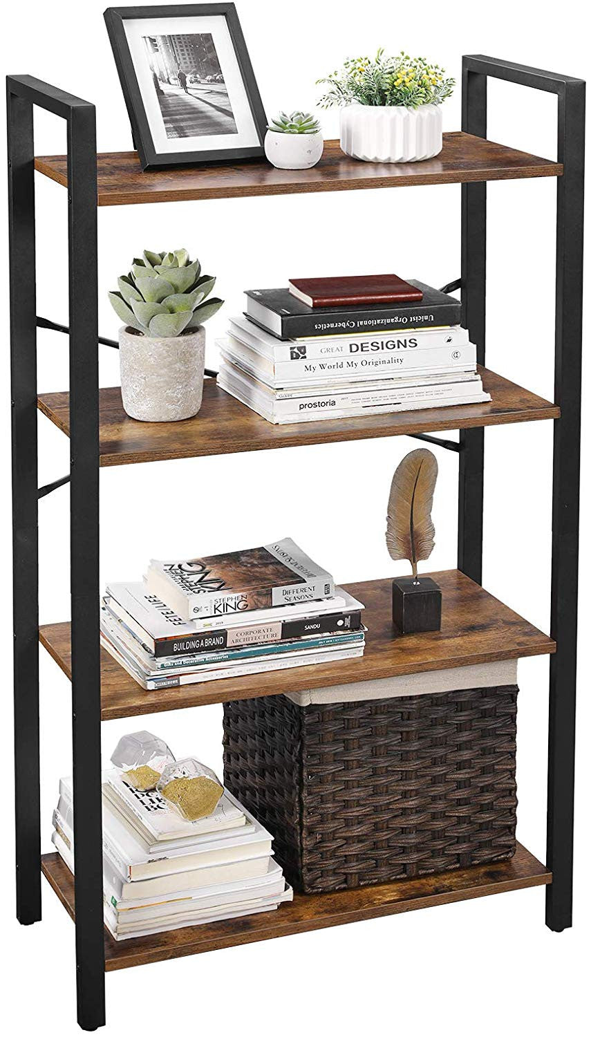 Rustic Brown Industrial Standing Ladder Shelf