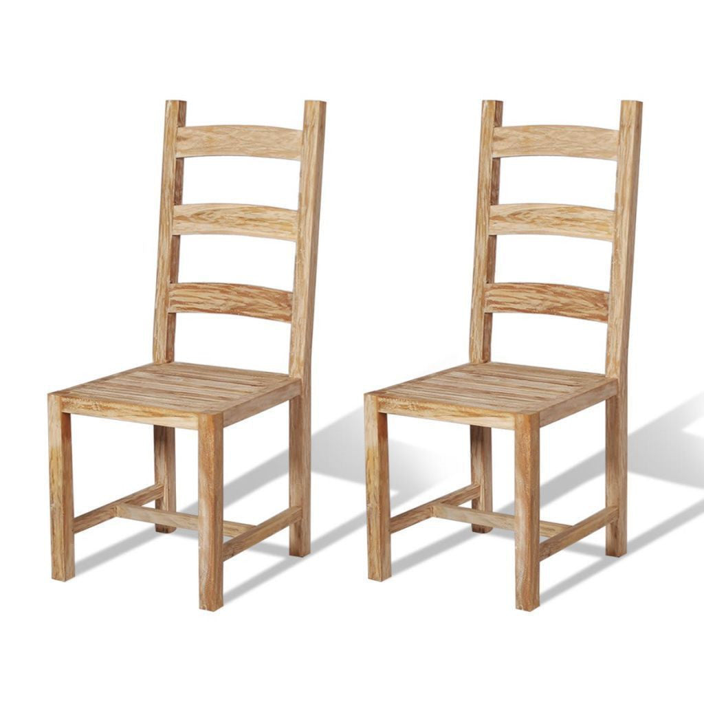 Set of 2 Teak Massive Dining Chairs