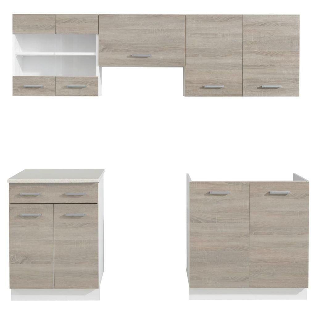 Oak Look Kitchen Cabinet Unit 5 pcs 200 cm