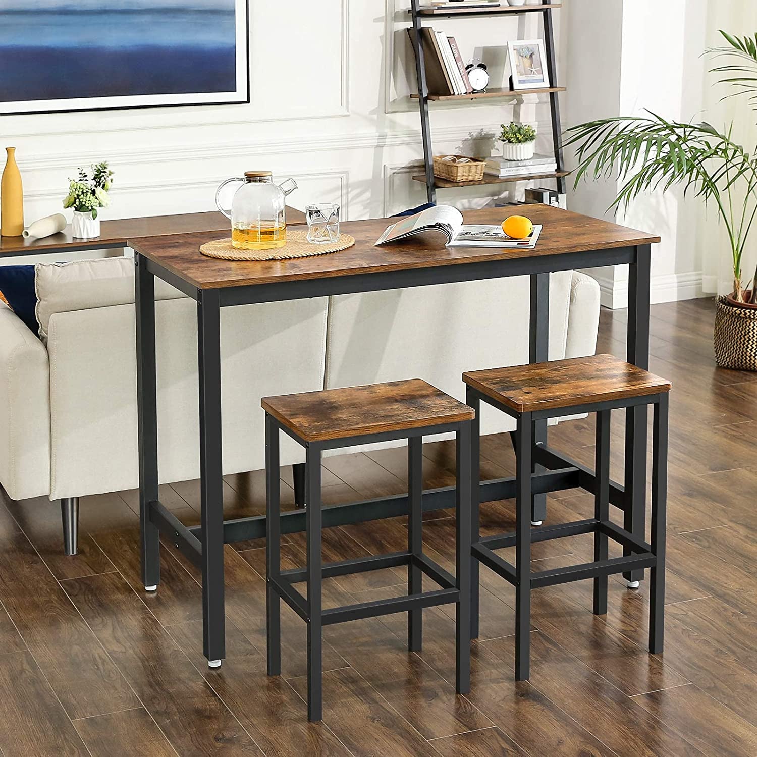 Rustic Bar Table with 2 Matching Bar Stools