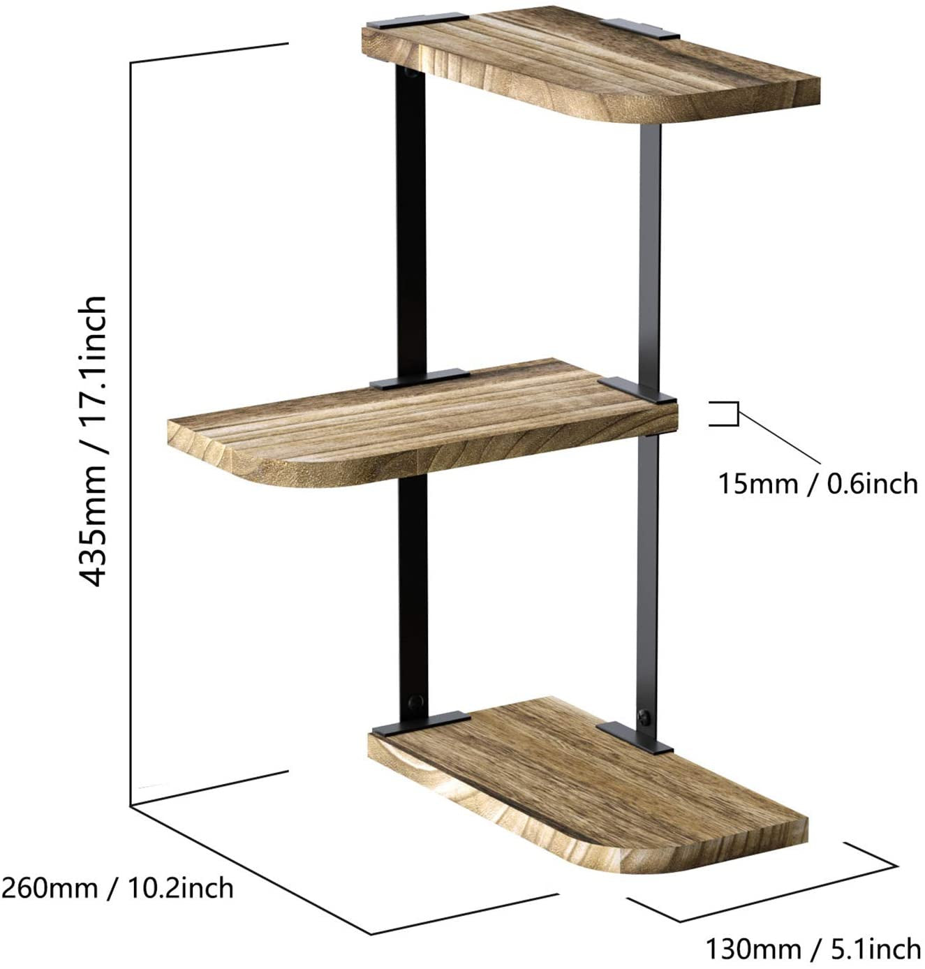 Paulonia Wood Floating Corner Shelves