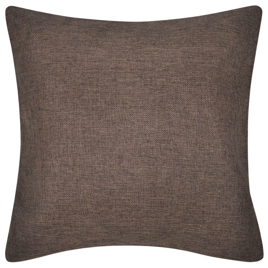 4 Brown Linen-look Cushion Covers 80 x 80 cm