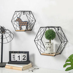 Set of 2 Hexagon Shelves