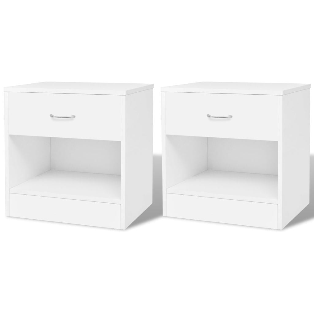 Set of 2  White Bedside Cabinets