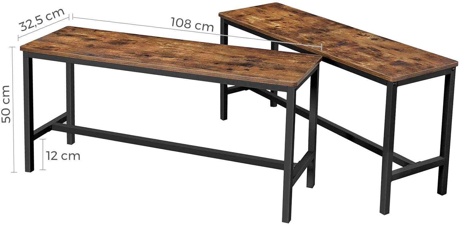 Set of 2 Rustic Table Benches