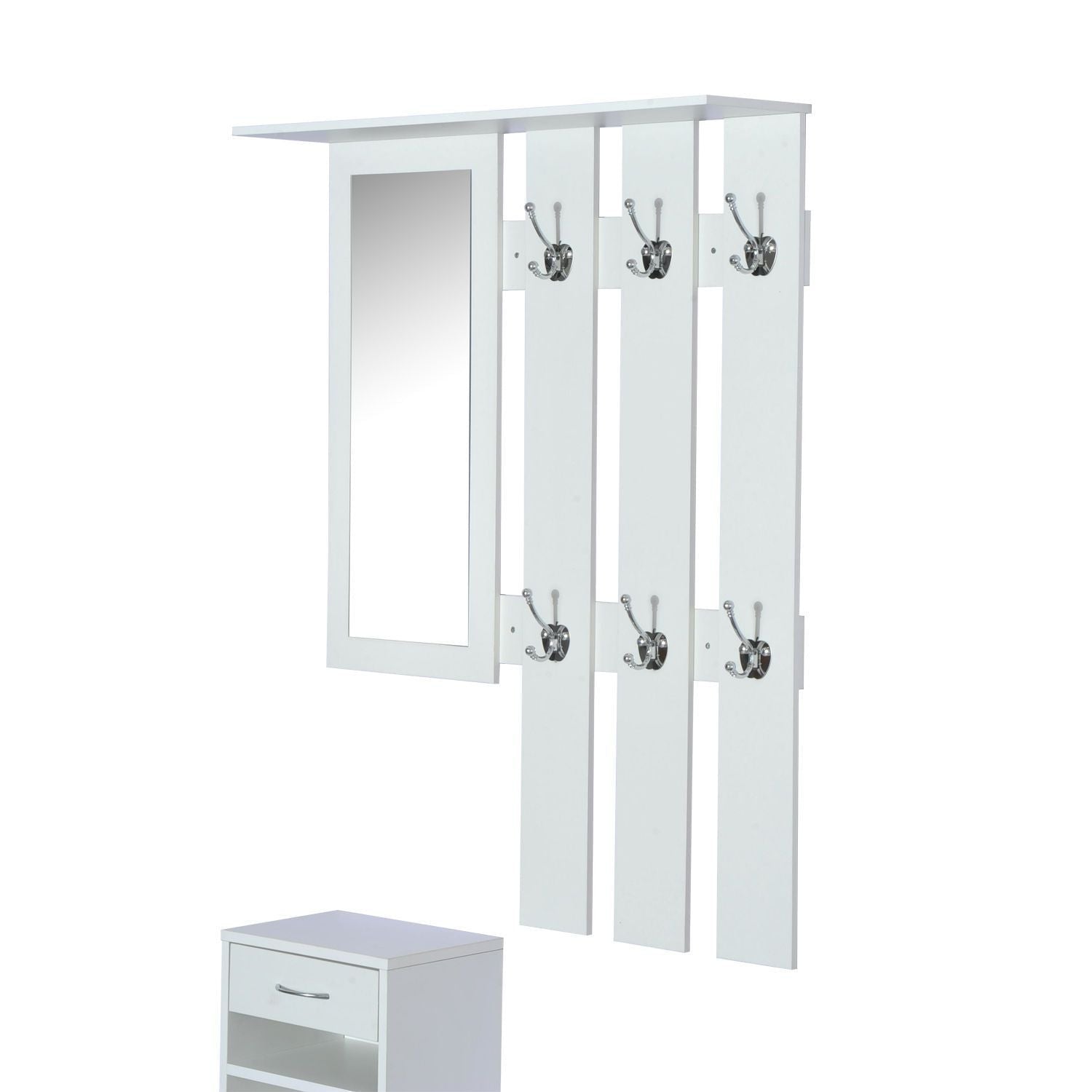 Shoe Storage Cabinet with Wall Hangers and Mirror