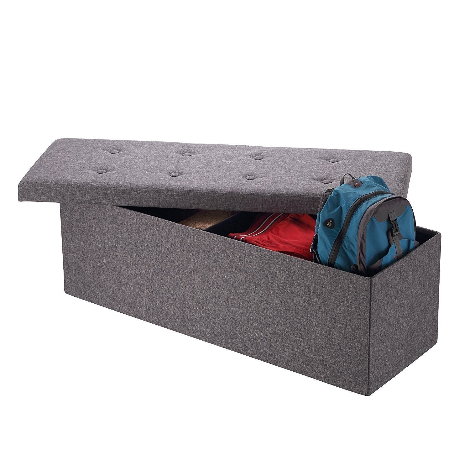 Long Fabric Storage Bench