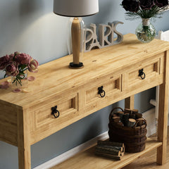 Tripe Solid Pine Wood Console Table