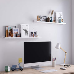 Set Of 2 Floating White Wall Shelves