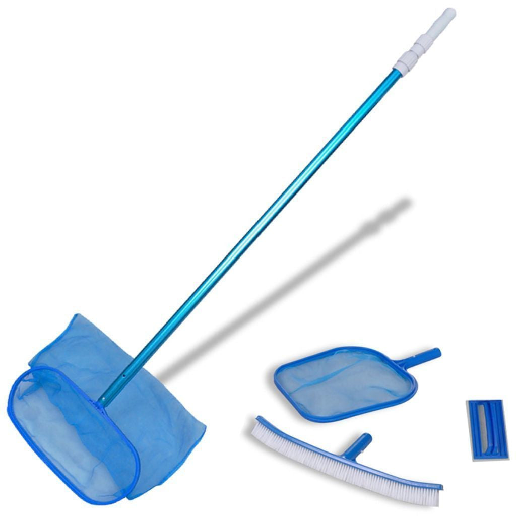 Pool Cleaning Set Brush - 2 Leaf Skimmers & 1 Telescopic Pole