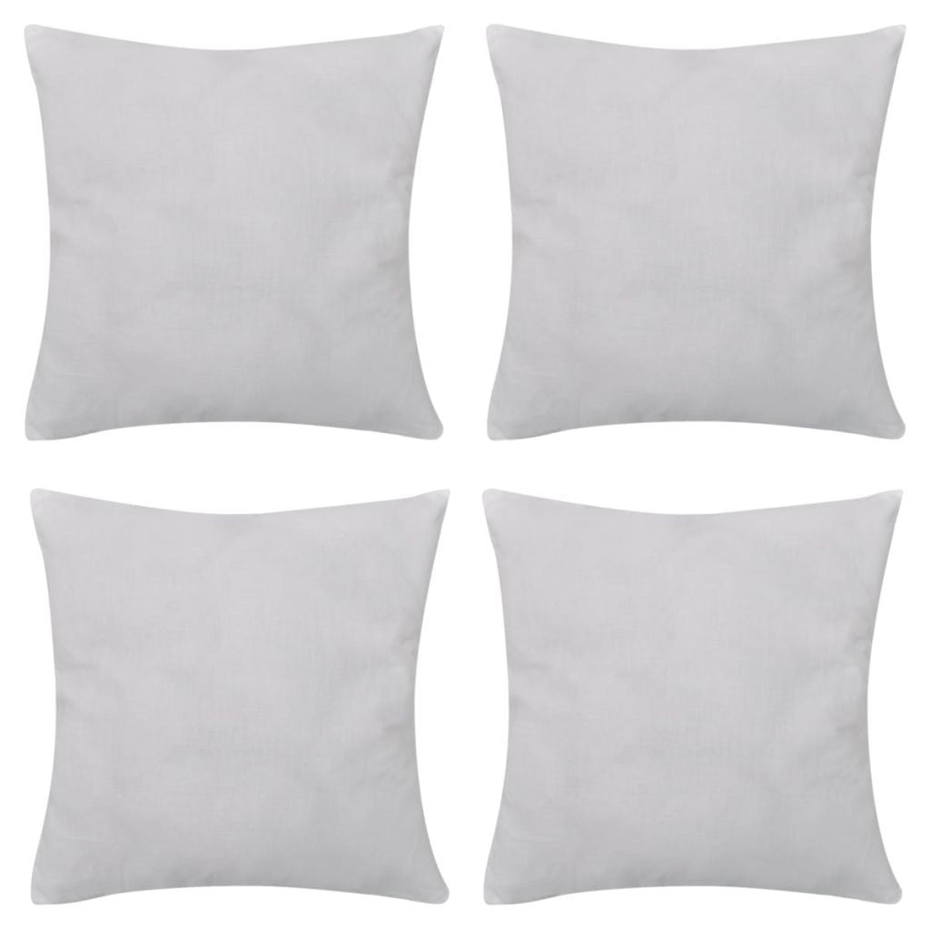 4 White Cotton Cushion Covers 50 x 50 cm