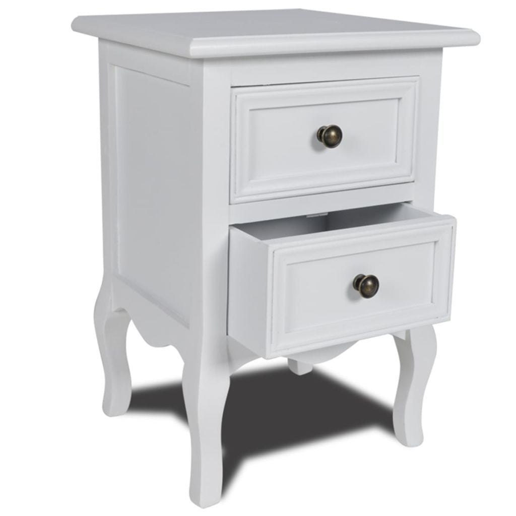 White Two-Drawer Nightstand