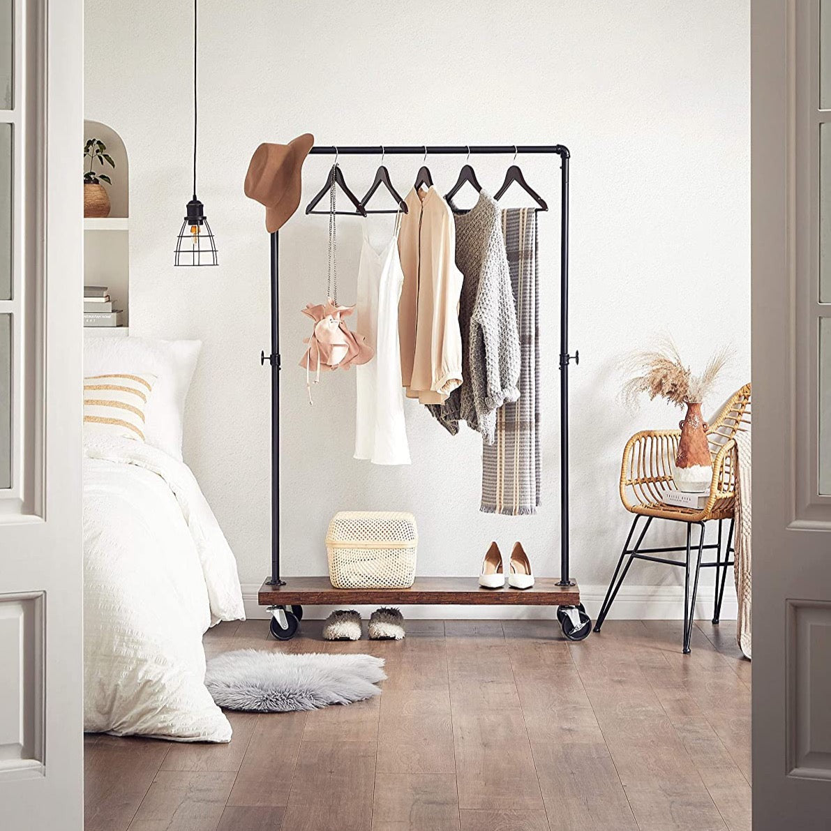 Rustic Clothing Rack With Wheels