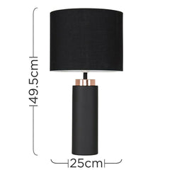 Matt Black & Copper Contemporary Table Lamp