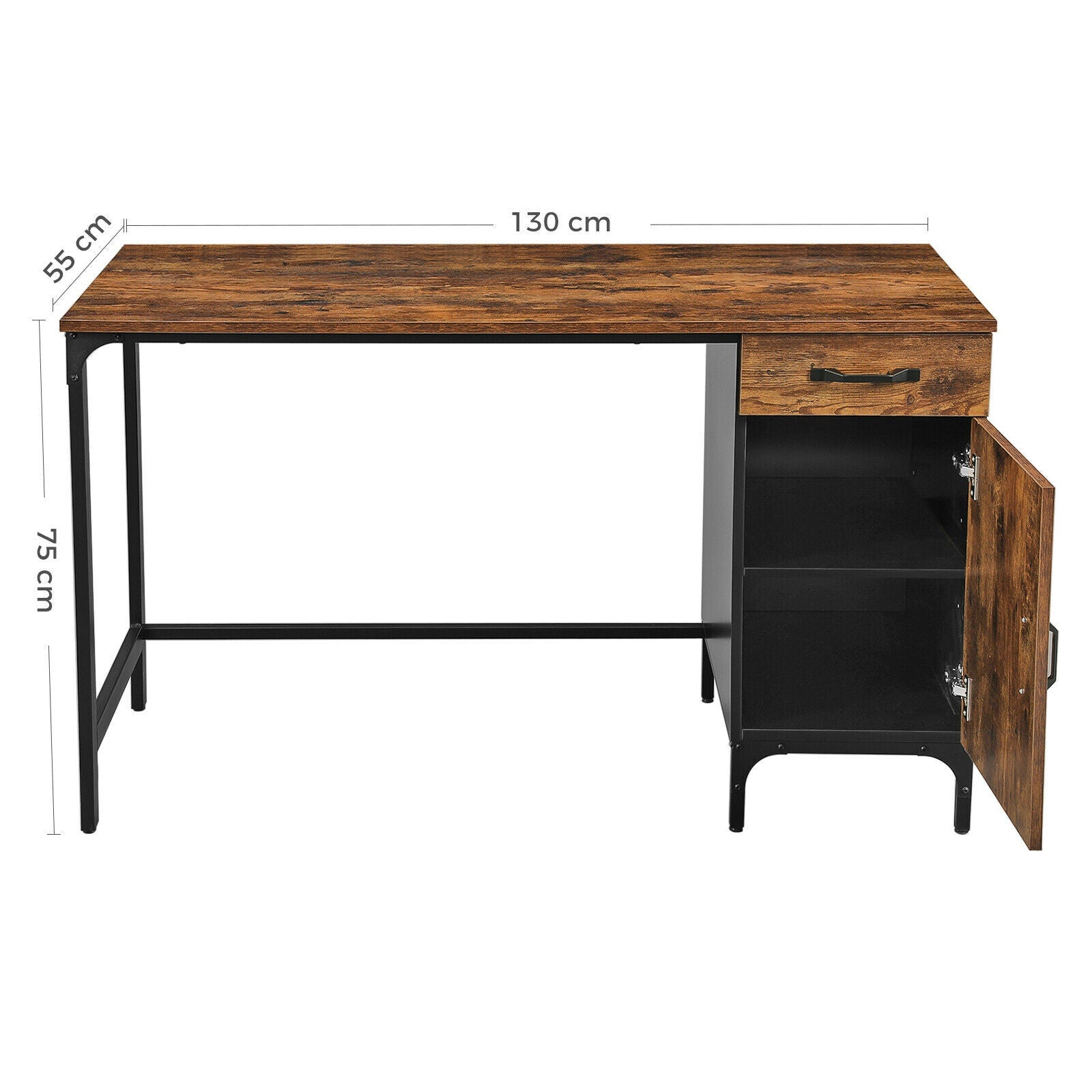 Industrial Rustic Desk & Side Cabinet