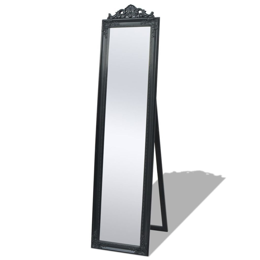 Free-Standing Black Baroque Style Mirror - 160 x 40 cm