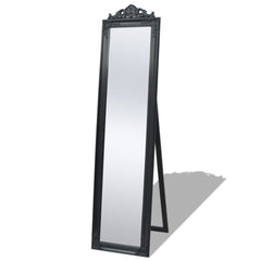 Free-Standing Black Baroque Style Mirror - 160 x 40 cm