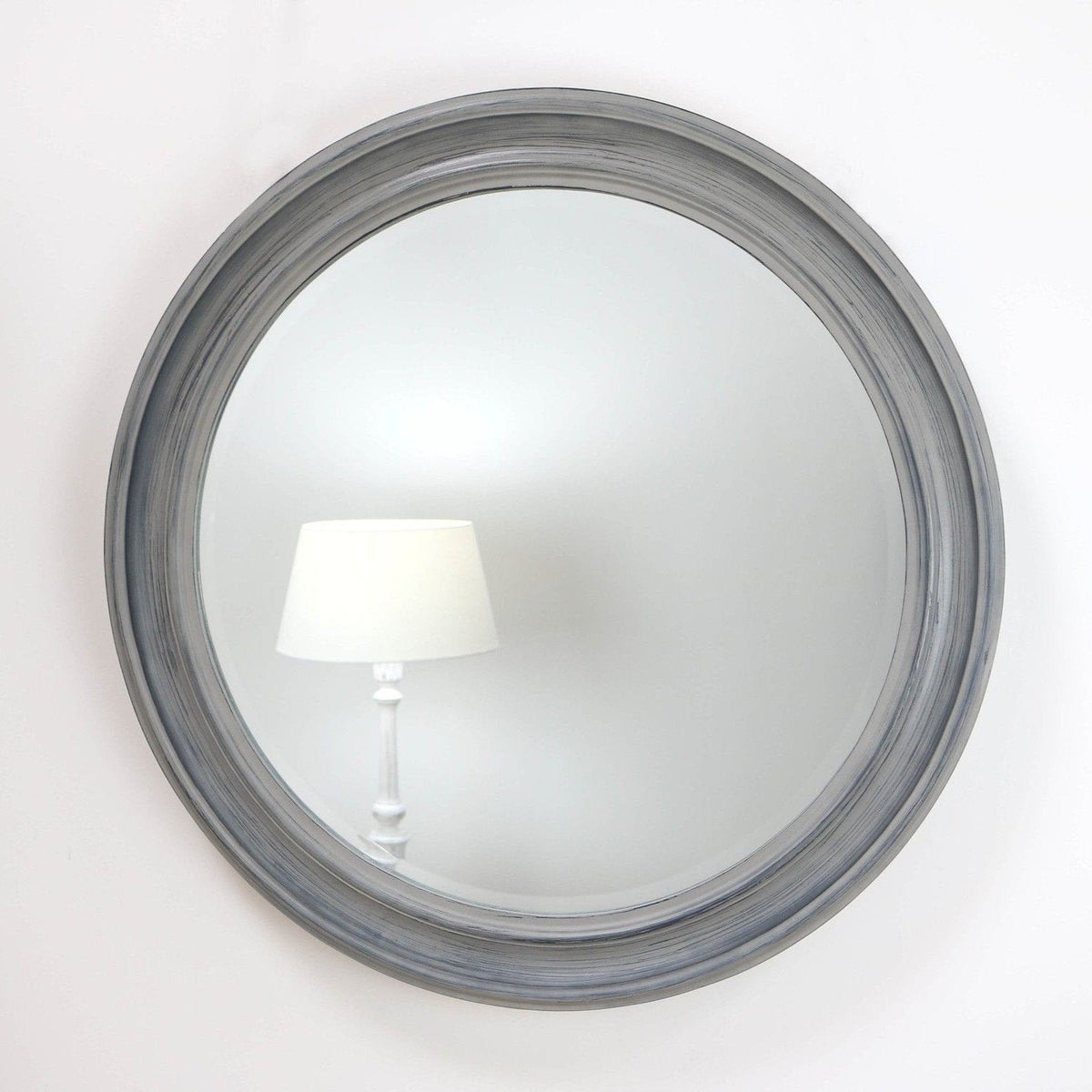 Grey Shabby Chic Round Wall Mirror