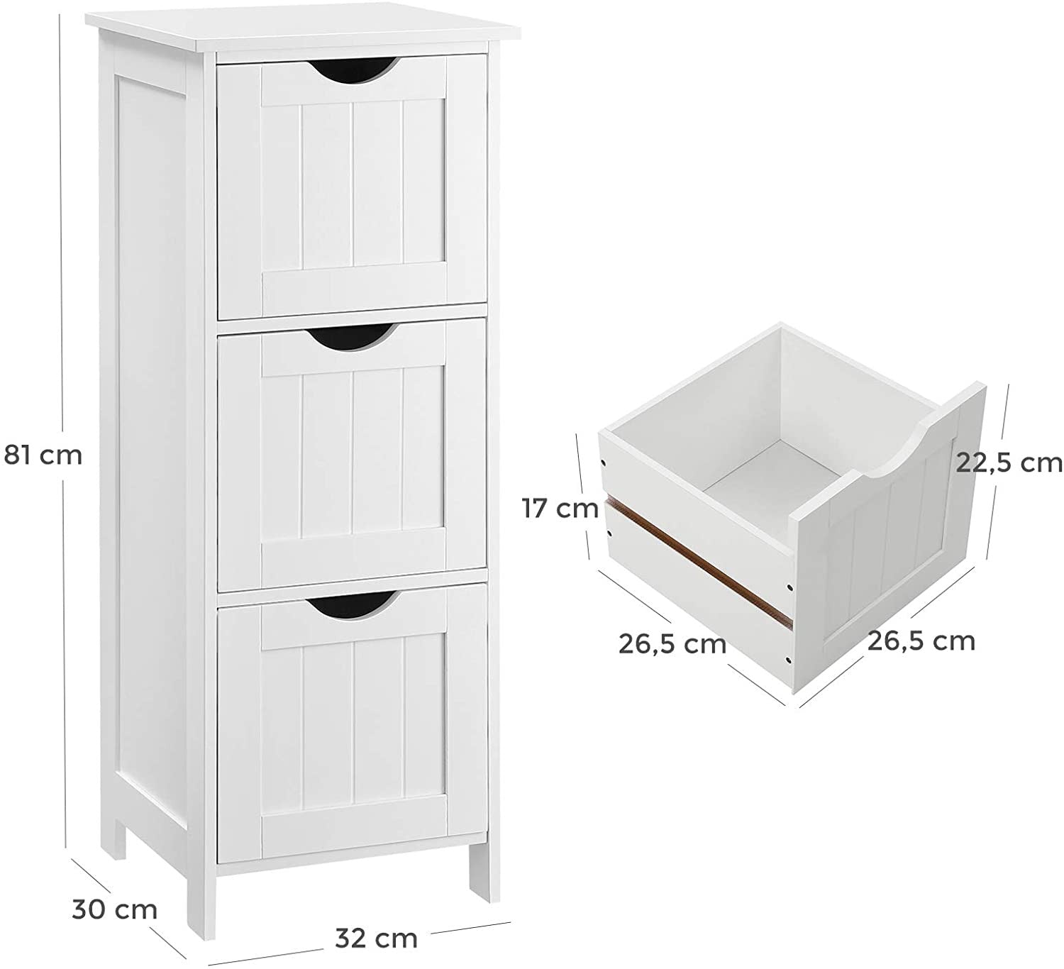 White 3 Drawer Lucci Unit